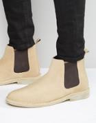 Asos Chelsea Desert Boots In Stone Suede - Stone