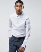 Asos Smart Slim Oxford Shirt With Stretch In Light Gray - Gray