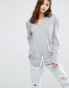 One Teaspoon Palais De Lounge Hooded Sweatshirt - Gray Marl