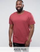 Asos Plus Longline T-shirt With Crew Neck - Red