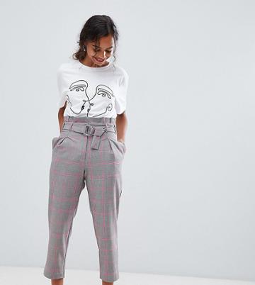 River Island Petite Check Tapered Pants - Pink