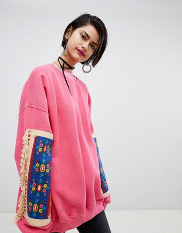 Ragyard Sweatshirt With Patches - Pink