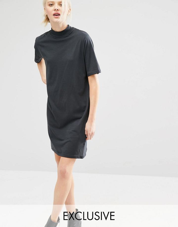 Cheap Monday High Neck T-shirt Dress - Used Black