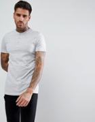 Bershka Grandad Neck T-shirt In Light Gray - Gray