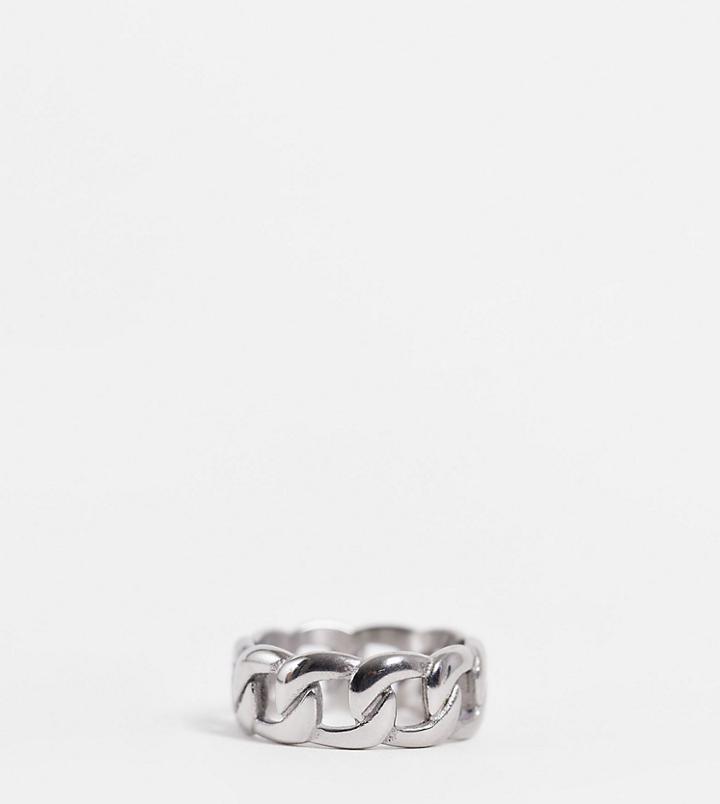 Lost Souls Stainless Steel Curb Chain Ring In Silver