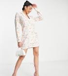 Saint Genies Tailored Blazer Dress In Floral Print-multi