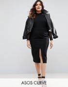 Asos Curve Pencil Skirt With Front Split - Black