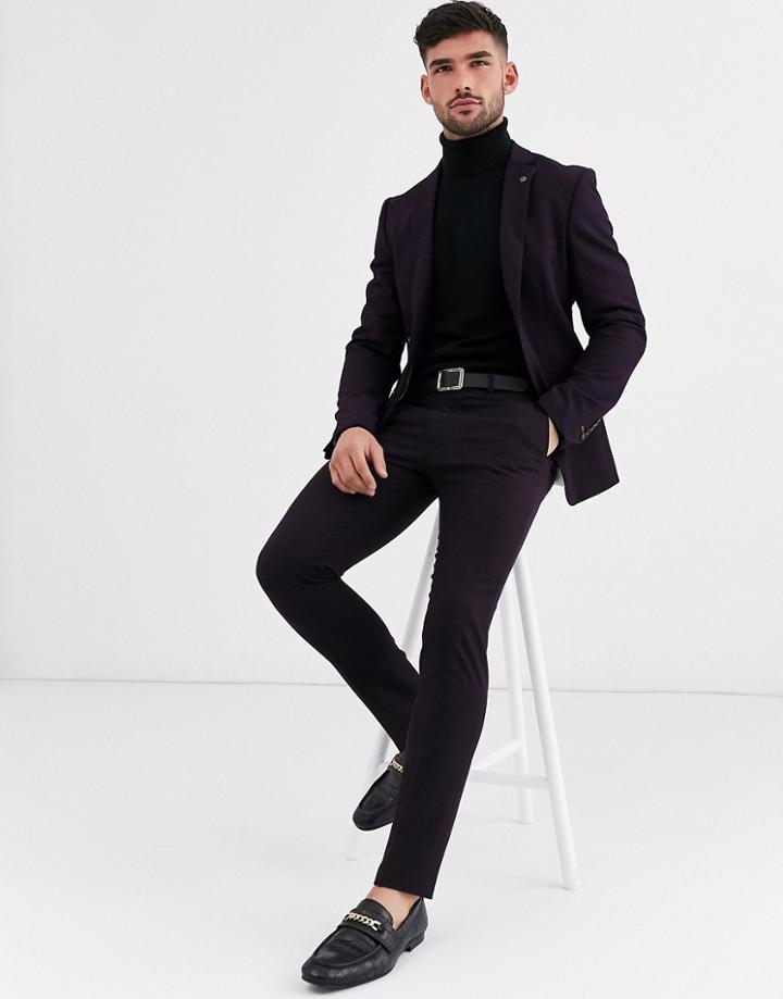 Avail London Skinny Suit Pants In Plum