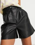 Asos Design Chino Short In Black Pu