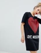Love Moschino Glitter Heart T-shirt Dress - Black