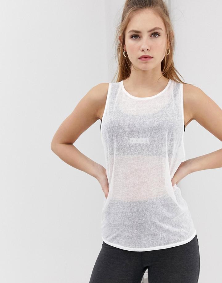 Asos 4505 Sheer Athleisure Tank With 4505 Logo - White