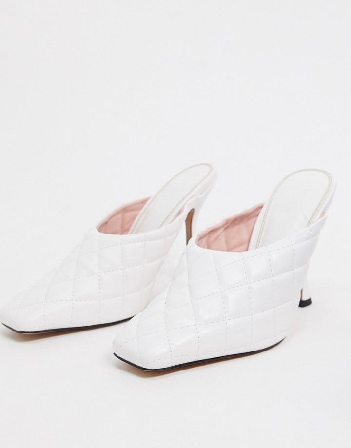 Asos Design Popeye Quilted High Heeled Mules In White