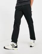 Topman Organic Cotton Blend Straight Chino Pants In Black