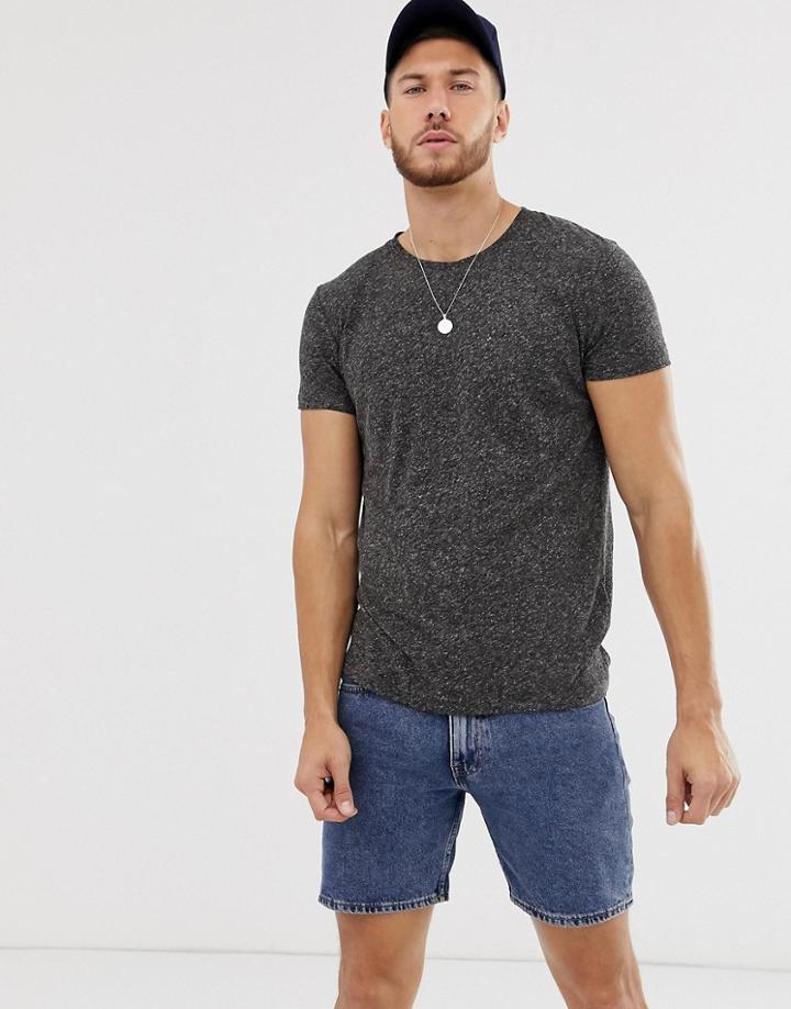 Asos Design T-shirt In Linen Mix In Black