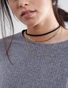 Asos Layered Fine Chains Choker Necklaces - Gold
