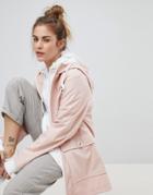 Pull & Bear Hooded Trench With Zip And Pocket Detail - Pink