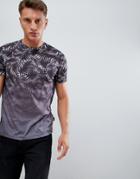 Burton Menswear T-shirt In Palm Print In Black - Black