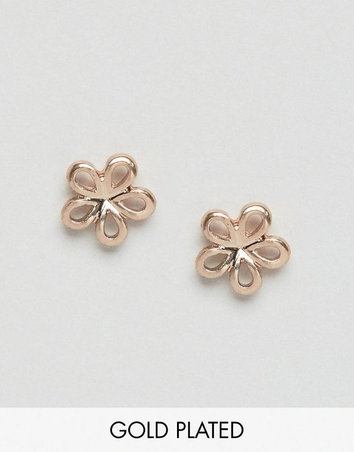 Pilgrim Gold Plated Flower Earrings - Gold