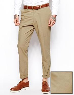 Asos Slim Fit Pants In Poplin - Stone
