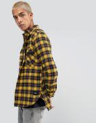 Sixth June Oversized Flannel Check Shirt In Yellow - Yellow