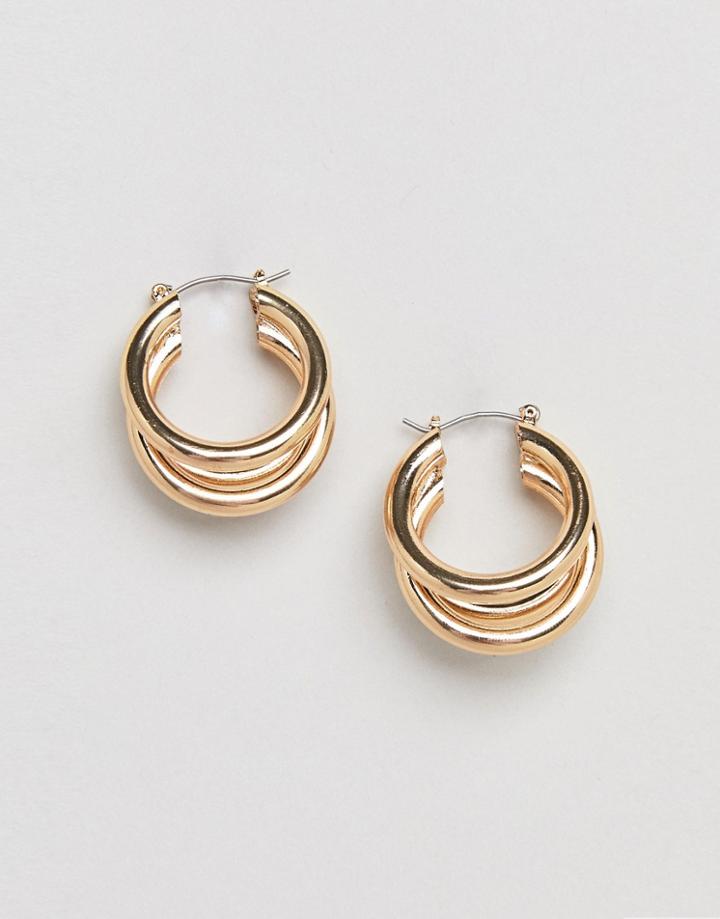 Asos Triple Chunky Hoop Earrings - Gold