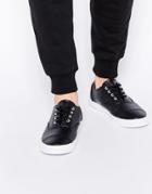 Asos Lace Up Sneakers In Black With Toe Cap - Black