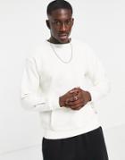 Pull & Bear Crew Neck Sweat With Pocket And Label Detail In White