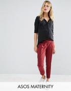 Asos Maternity Tailored Pant With Turn Up Detail - Red