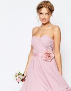 Asos Petite Wedding Chiffon Mini Dress With Corsage - Pink
