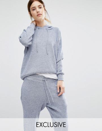 Stitch & Pieces Knitted Hoodie - Blue