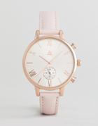 Asos Rose Gold And Blush Leather Watch - Pink