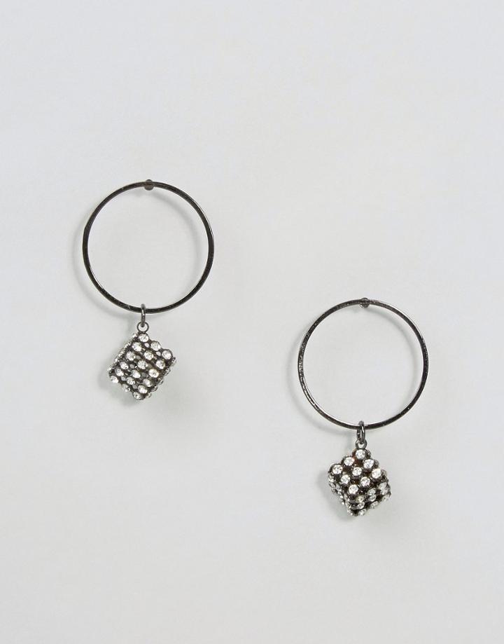 Asos Night Cube Hoop Earrings - Gray