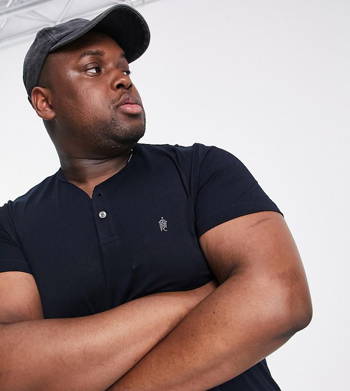 French Connection Plus Henley T-shirt In Navy