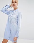 Sportmax Code Shirt Dress With Lace Panel - Blue
