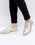 Asos Design Marce Leather Flat Shoes - Gold