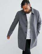 Asos Wool Mix Trench Coat In Light Gray - Gray
