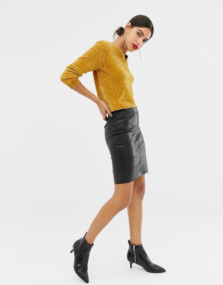 Vero Moda Leather Look Skirt - Black