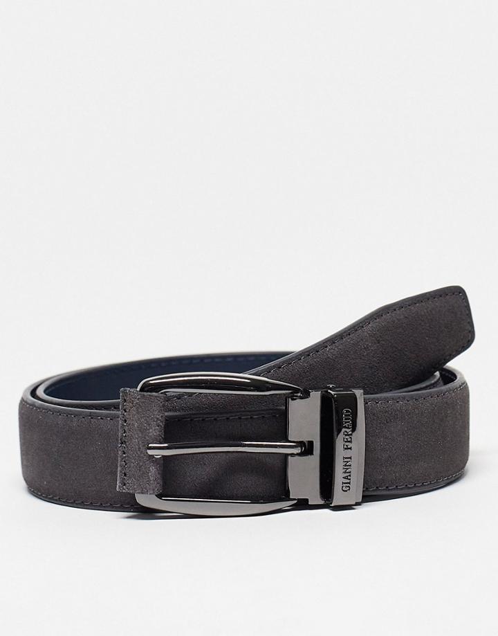 Gianni Feraud Belt In Gray Suede