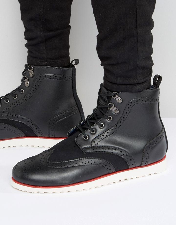 D-struct Brogue Boots - Black