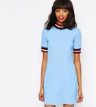 Monki Contrast Striped Dress - Blue