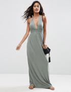 Asos Jersey Halter Maxi Beach Dress - Khaki