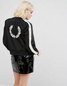 Fred Perry Embroidered Jacket With Contrast Sleeve - Black