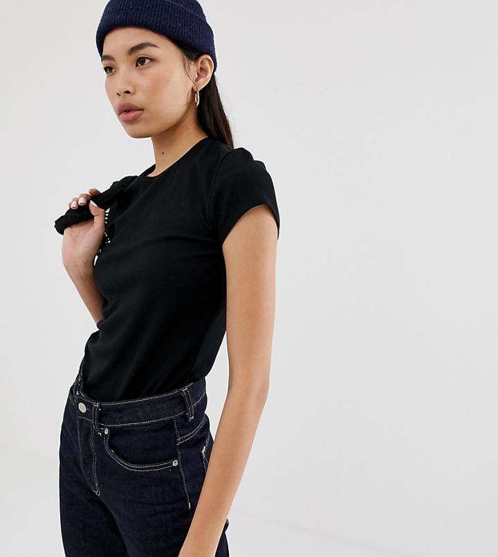 Weekday Fitted Rib T-shirt In Black - Black