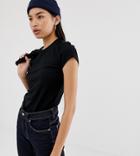 Weekday Fitted Rib T-shirt In Black - Black