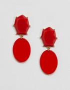 Asos Red Color Pop Geo Jewel Earrings - Red