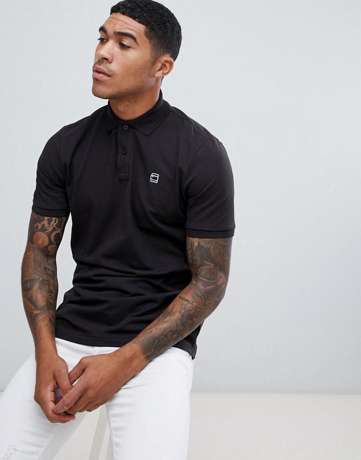 G-star Logo Polo In Black - Black