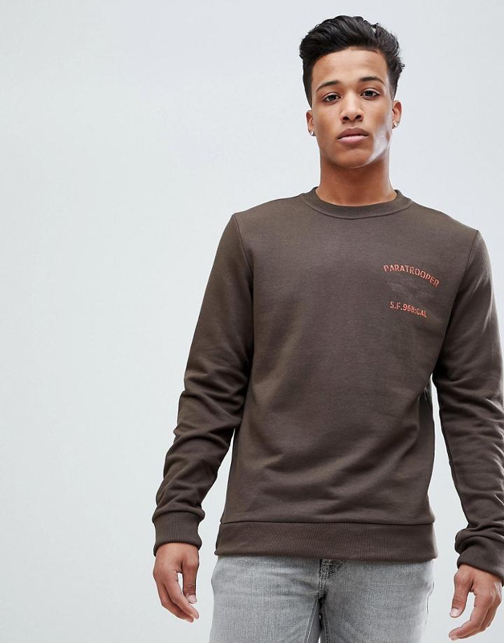 Esprit Sweatshirt With Paratrooper Print - Green