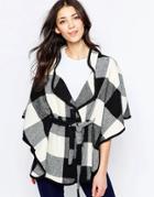 Wal G Cape Jacket In Check - Black
