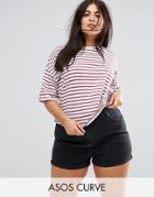 Asos Curve T-shirt In Stripe In Relaxed Fit - Multi