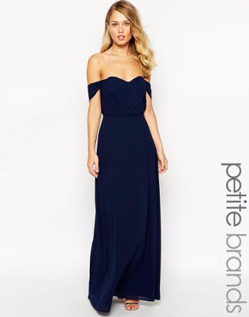Jarlo Petite Florence Off Shoulder Maxi Dress - Navy